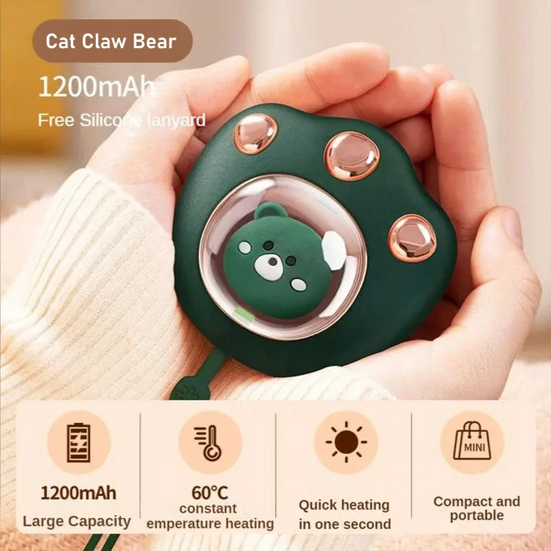 1200 Mah Usb Hand Warmer Multi-Function Pocket Cute Cat Claw Winter Mini Electric Portable Hand Warmer Kids Students Gift