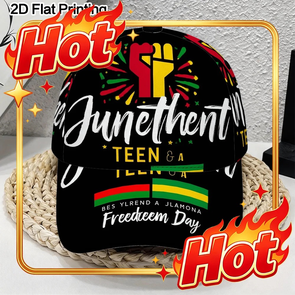 Custom Hat 2D Flat, Practical Juneteenth Freedom Celebration Baseball Cap with Natural Machine Washable Engineering, Ideal for C