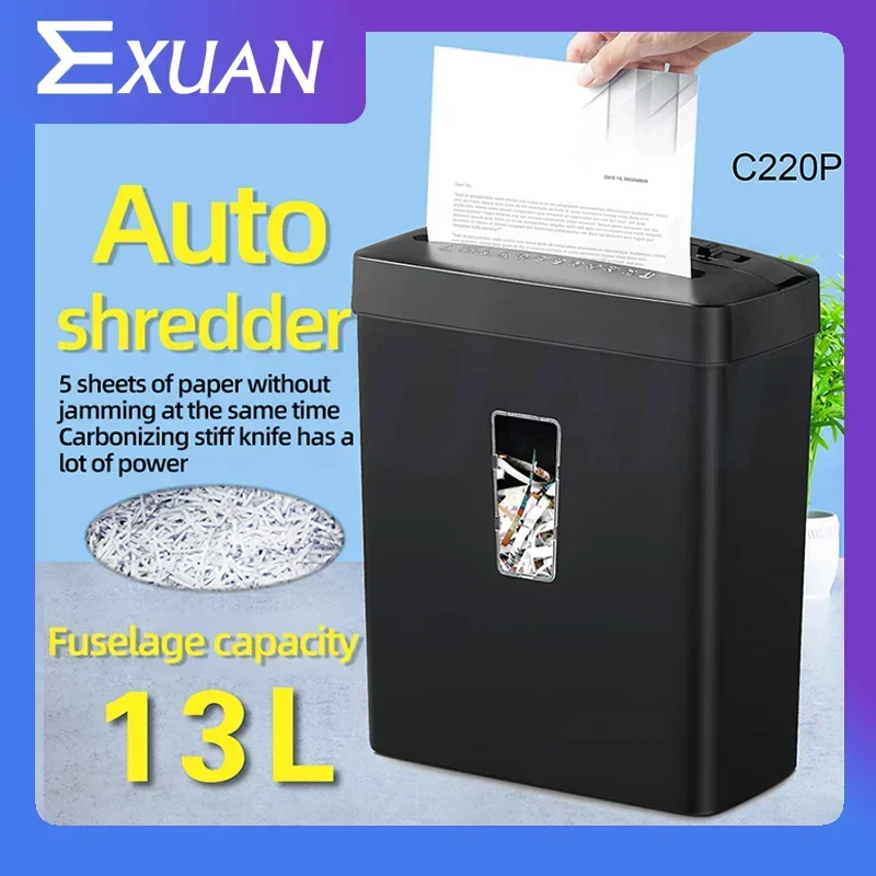 Paper Shredder Office 13L large-capacity household small automatic document shredding level 4 confidentiality level 5 sheets