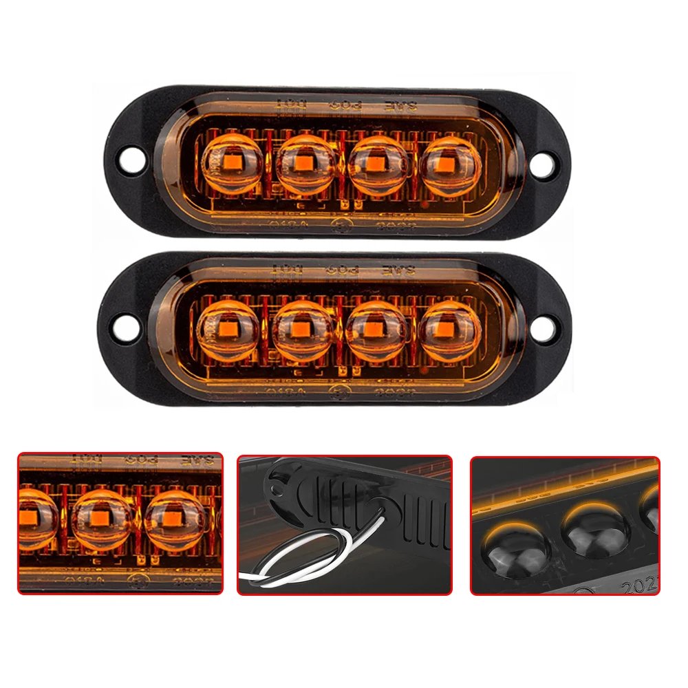 2 قطعة 4LED سيارة أضواء العلامات الجانبية قوارب ل تيار مستمر 12 فولت-24 فولت سيارات مؤشر التخليص مصباح للسيارات عربات الشاحنات المقطورات