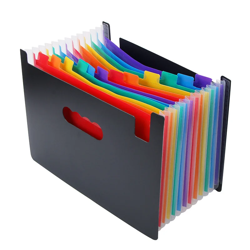A6 Accordion Folder Expanding Receipt Folder Multi-layer File Case Button Closure with Index Stickers for Business Staff