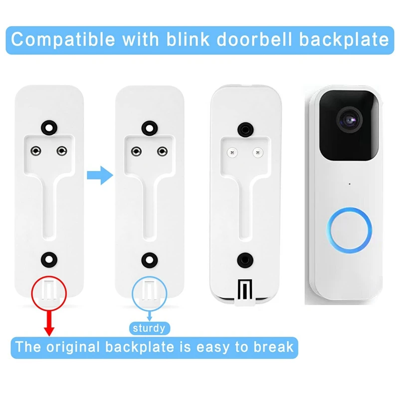 Backplate Replacement For Blink Video Doorbell, Back Plate Part With Mount Replacement Accessories (White-2 Pack)