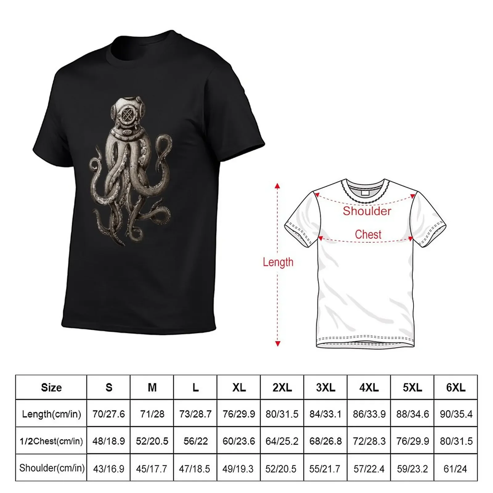 Strange Vintage SCUBA Diving Octopus Kraken T-shirts and Gifts T-Shirt tees summer tops plain t shirts men