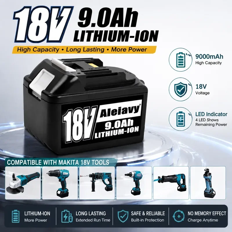 BL1860B 18V 9Ah Rechargeable Battery 9000mah Lithium-ion Battery Replacement Battery for MAKITA BL1880 BL1860 BL1860B