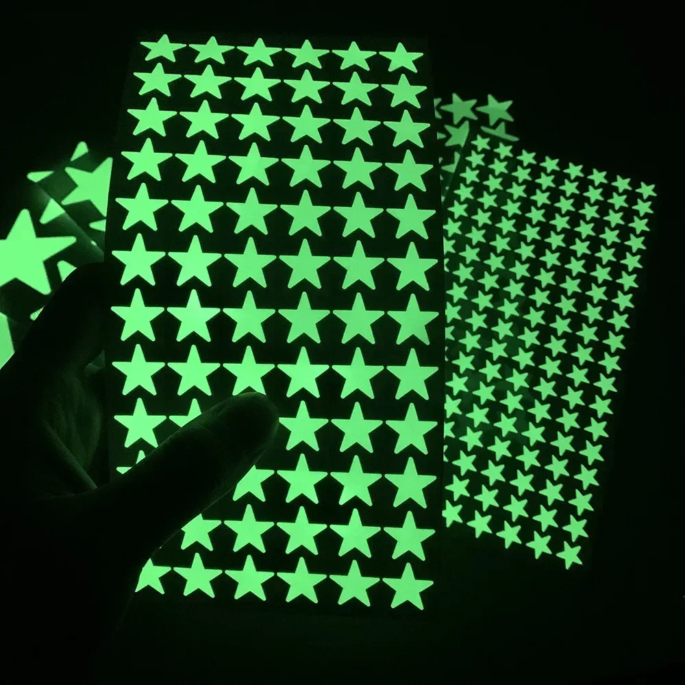 1 conjunto de estrelas lua pontos auto-adesivo luminoso adesivo de parede crianças quarto diy decalque brilho no escuro fluorescente decoração de