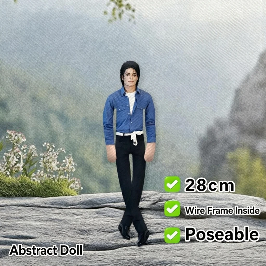 Michael Jackson Plush Doll Bag Decoration Keychain With Wire Frame Poseable Figure Movable Joints Abstract Toy Gift Home Decor