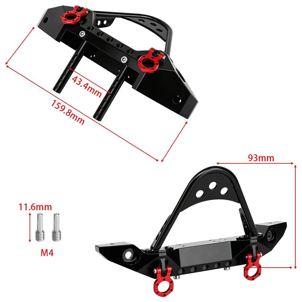 1/10 RC Crawler Metal Stinger Front Bumper Bull Bar Anti‑Collision for Traxxas TRX4 Axial SCX10 90046 Upgrade Parts 171.5g