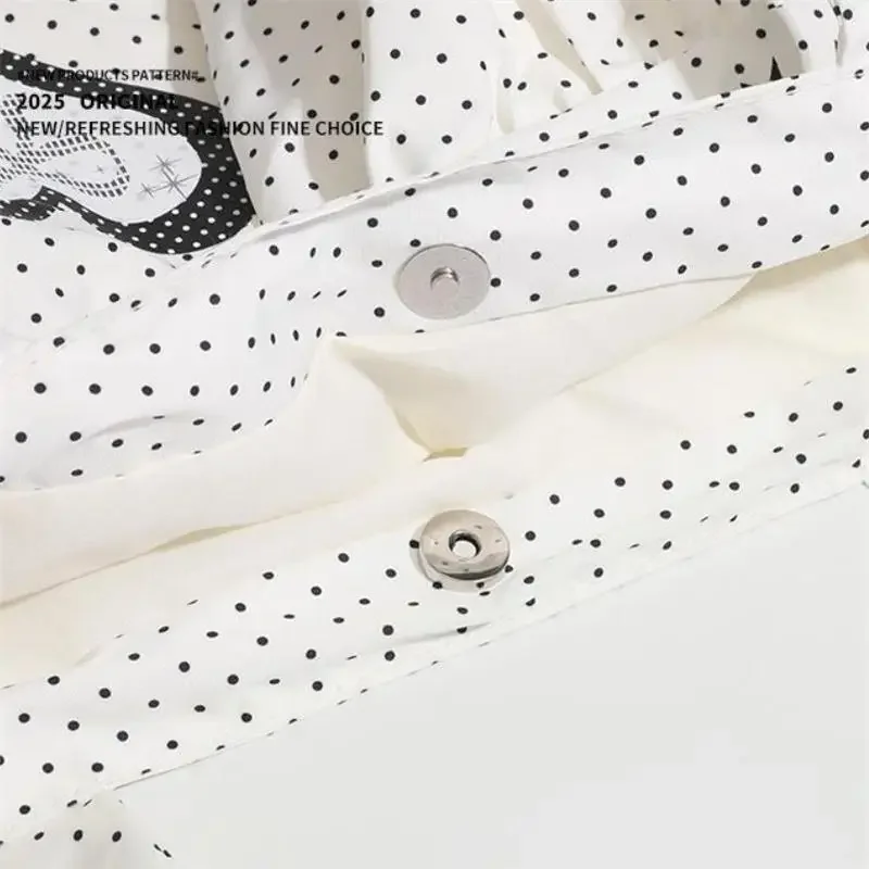Koreanische Polka Dot Umhängetasche Niedliche Schleife Engelsflügel Design Handtasche Damenmode Pendeln Einkaufstasche Retro Kontrast Einkaufstasche – Detail 12