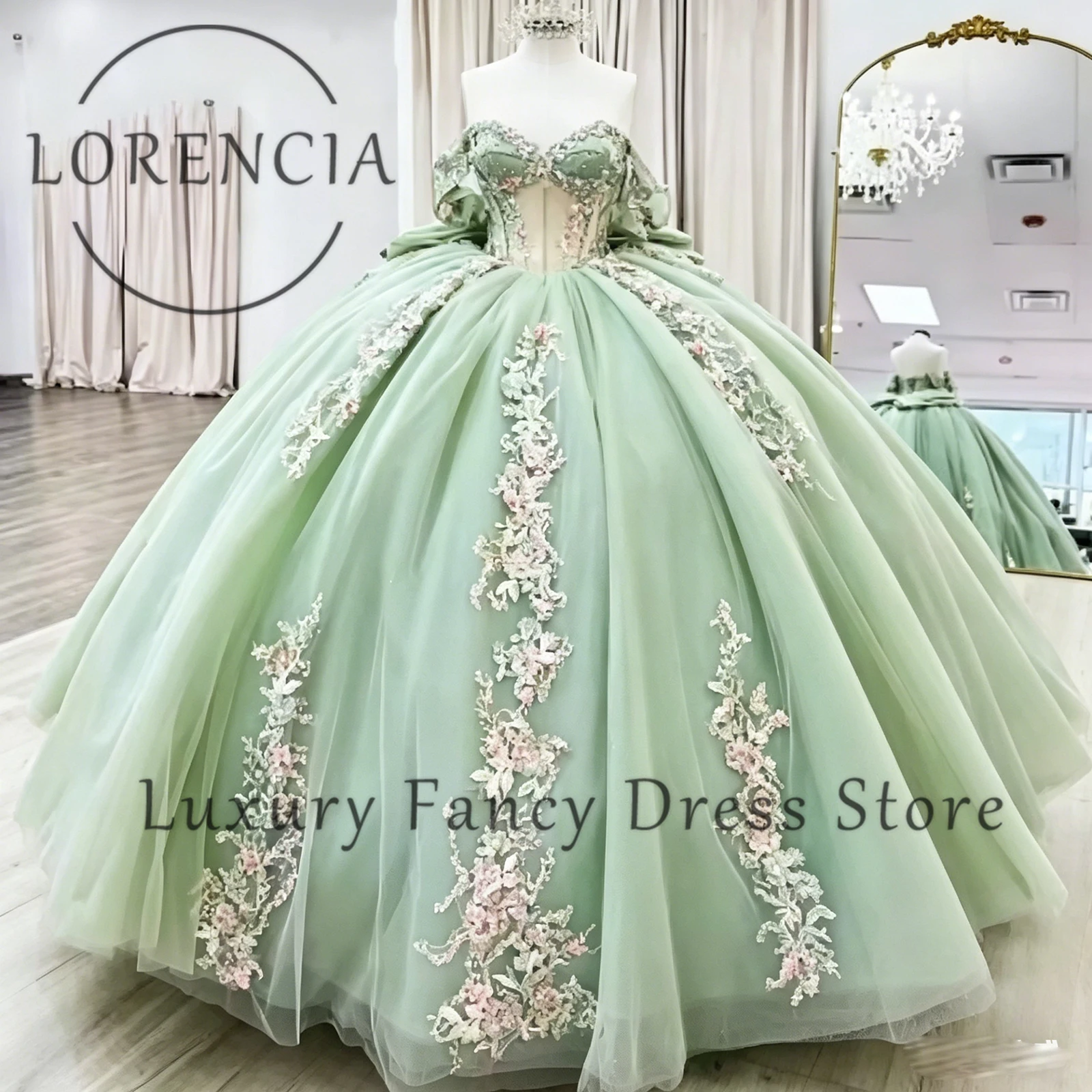 Elegante Vestido de Quinceañera, Vestido de Fiesta de 16 Años, Hombros Descubiertos, Flores 3D, Vestido de Princesa para Fiesta de Cumpleaños, Vestido Personalizado de 15 Años Azul
