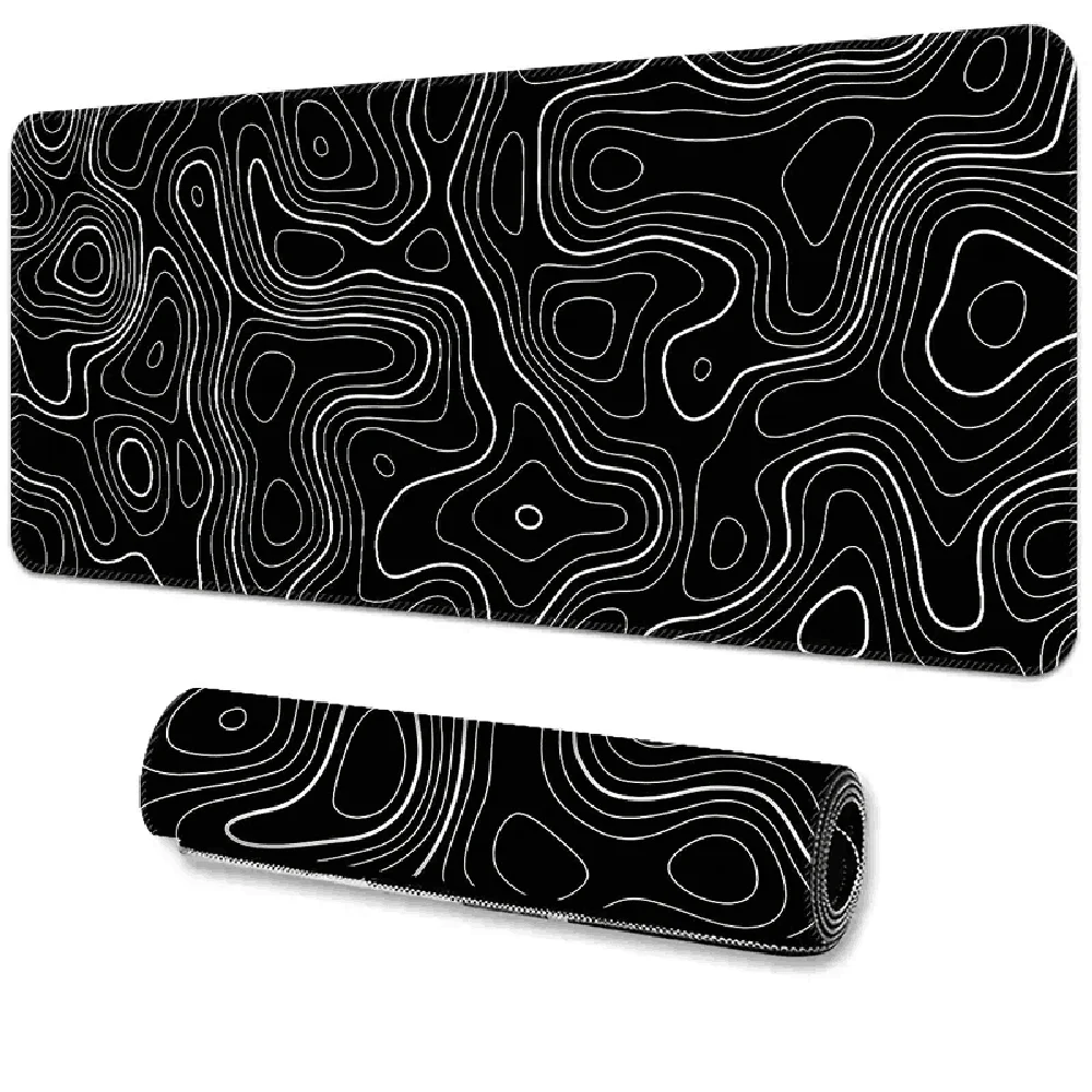 Grand tapis de souris en caoutchouc lavable, ligne abstraite, non ald, bureau, ordinateur de jeu,