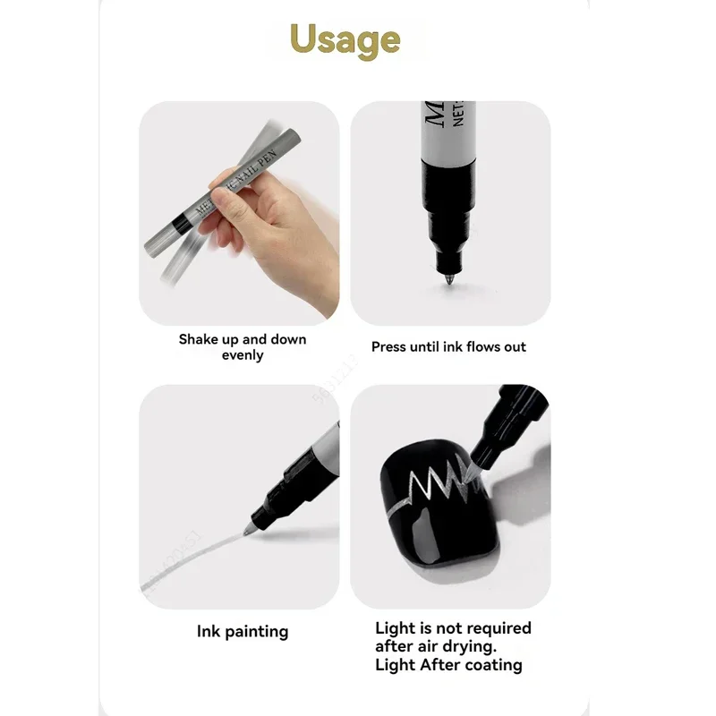 12 لون معدني فرشاة الأظافر مجموعة أقلام مسمار البولندية نقطة الكتابة على الجدران التنقيط القلم DIY بها بنفسك رسومات أظافر أدوات مانيكير الأرجواني الاكريليك