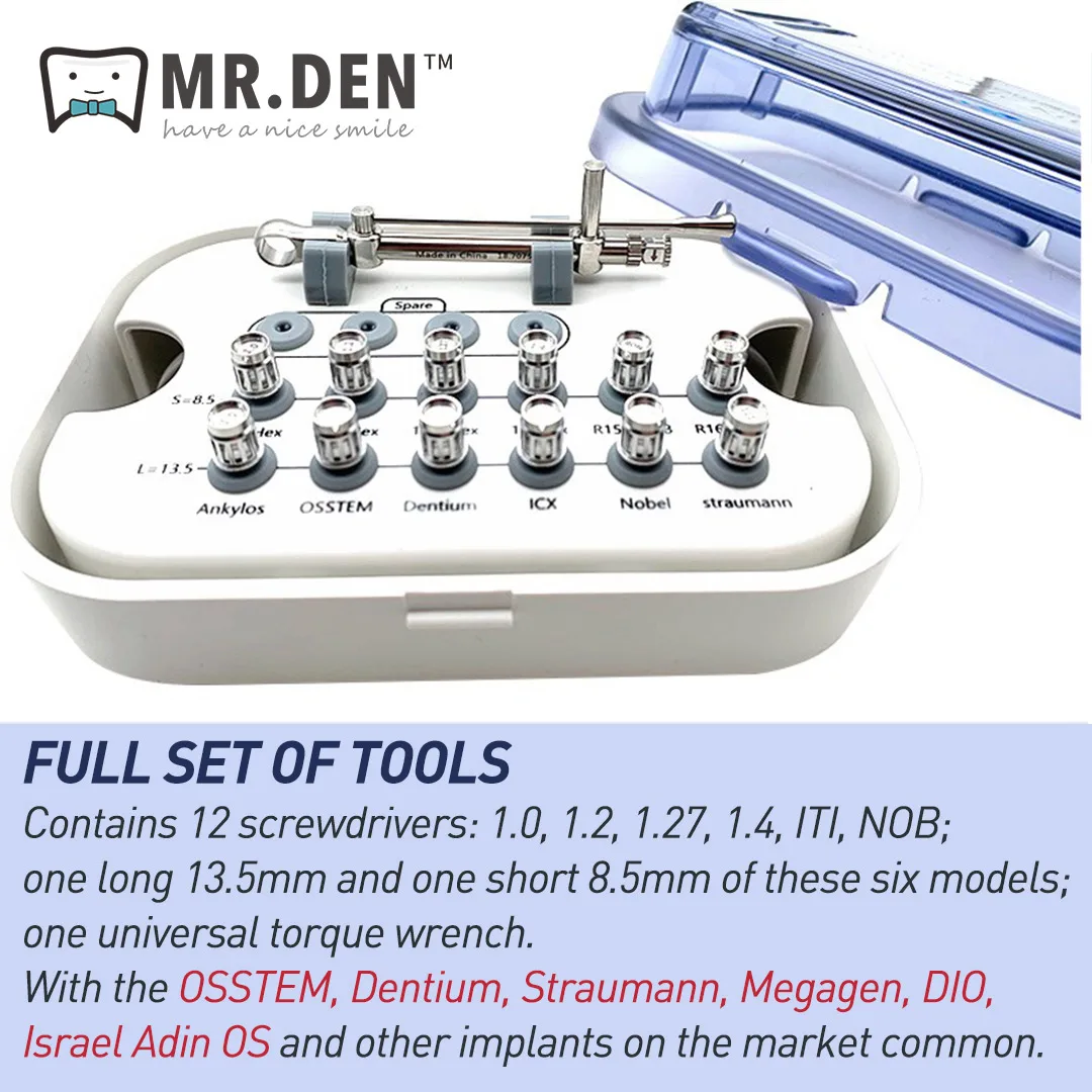 Kit prothétique universel pour implant dentaire, outil de domination arc-en-ciel, tournevis dynamométriques, outils de réparation, matériaux dentaires