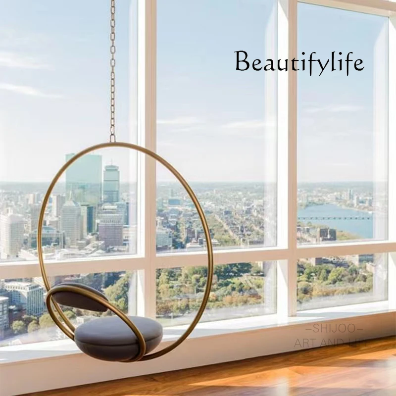 Stainless Steel Simple Indoor Swing Hanging Chair Balcony Leisure Light Luxury Hanging Basket Hanging Cradle Chair