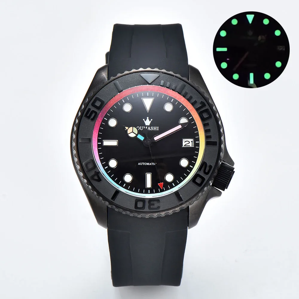 ساعات يد أوتوماتيكية 40.5 ملم skx 007 للرجال مع حزام مطاطي حركة أوتوماتيكية يابانية NH35/NH36/NH70 يمكن تخصيص الشعار