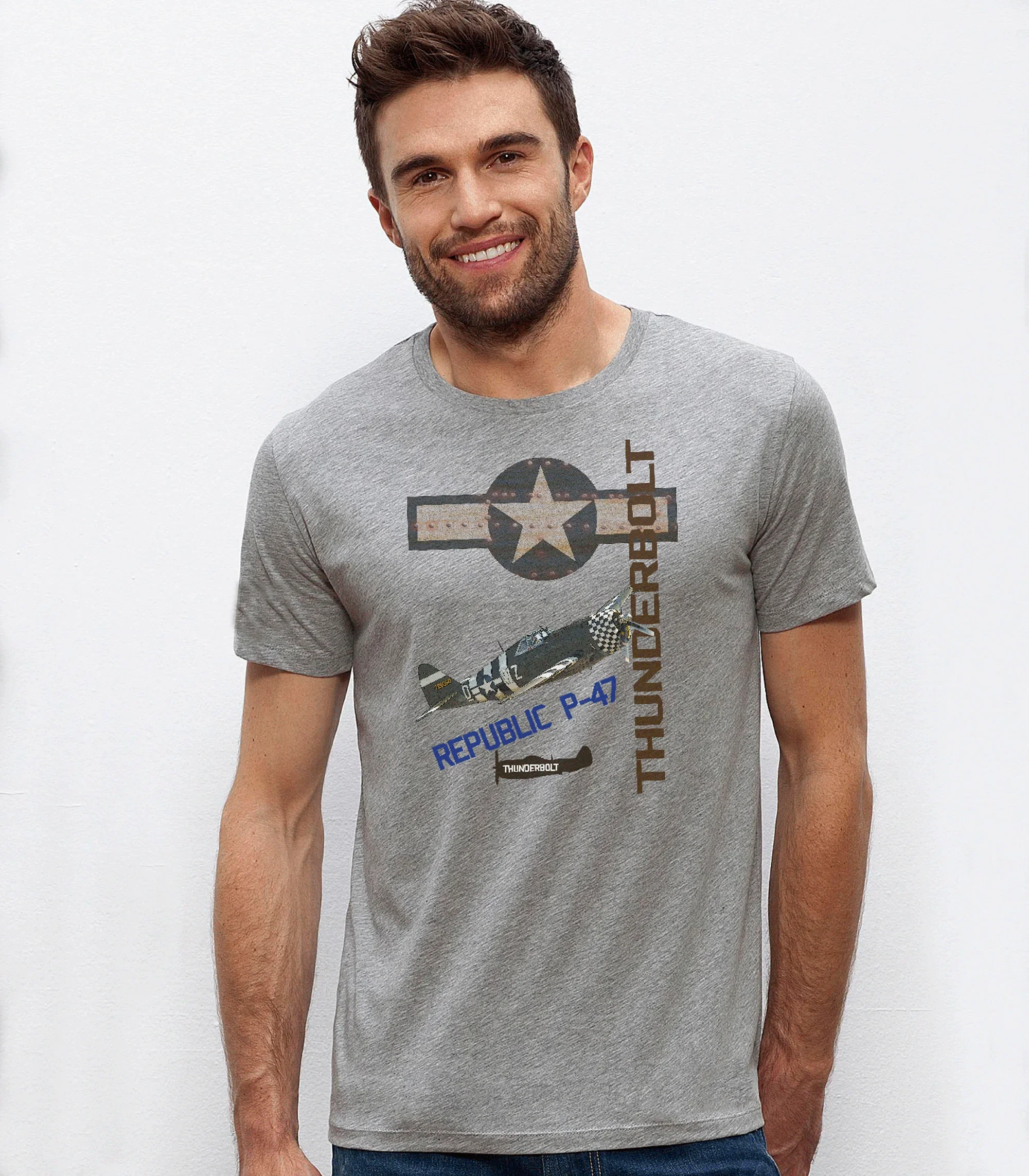 Creative Design US Air Force P-47 Thunderbolt Fighter T-Shirt 100% Cotton O-Neck Short Sleeve Summer Casual Mens T-shirt