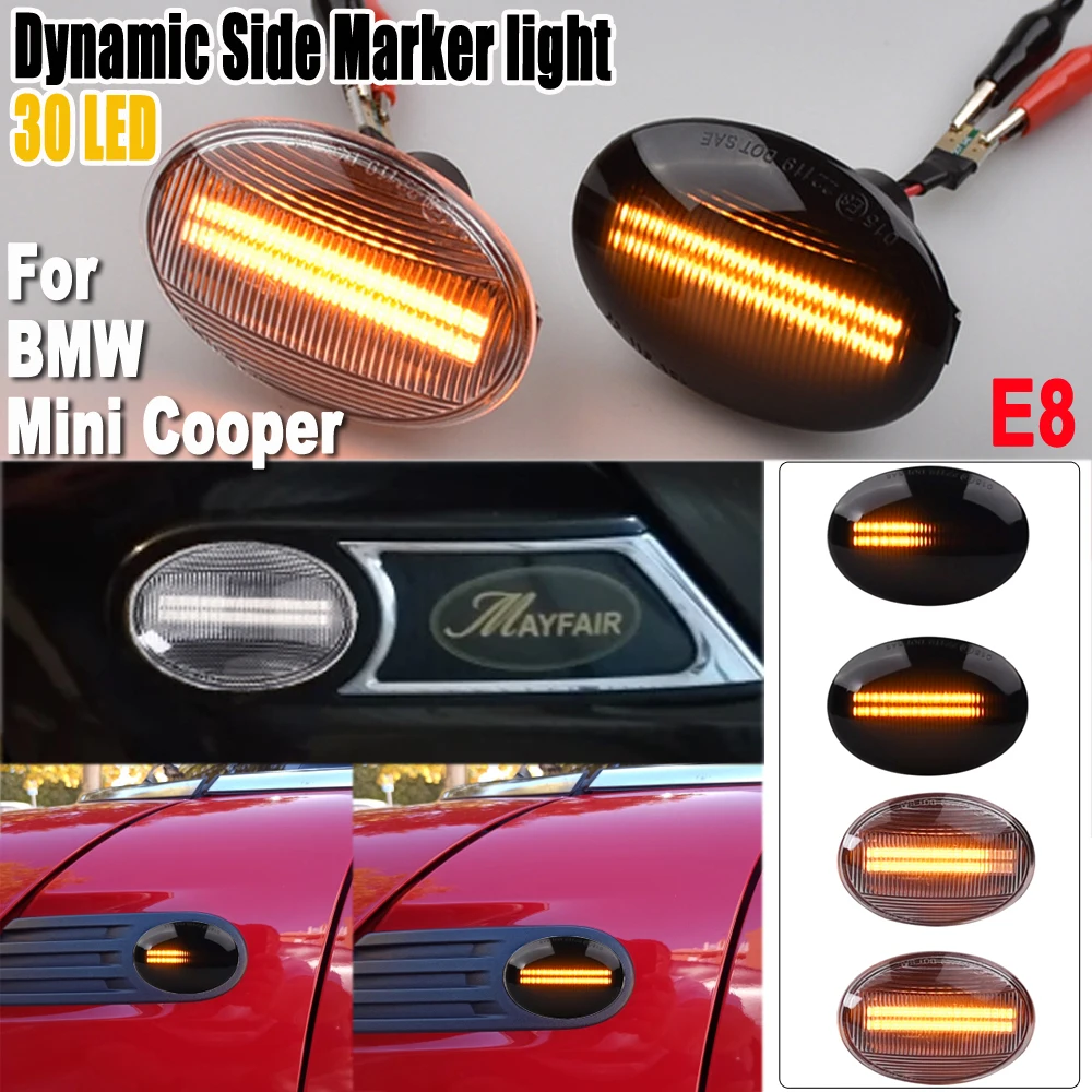 2X 12V Car Flowing Side Repeater Lamp Dynamic LED Side Marker Light Indicator For BMW MINI Cooper R55 R56 R57 R58 R59 2007-2013