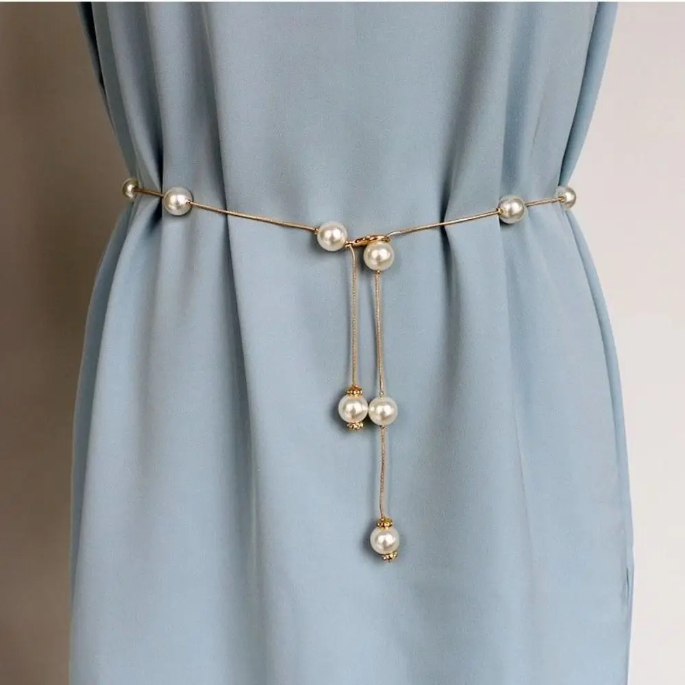 

Tassel Pearl Waist Chain Dress Decor Bohemia Style Korean Waistband Belly Belt Jeans Trouser Decor Metal Waist Belt