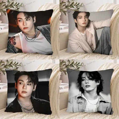 1PC 가수 J-정국 베개 커버 광장 베개 쿠션 커버 침실 소파 룸 장식 캐주얼 베개 커버