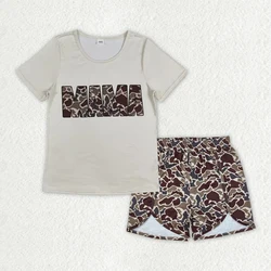 Wholesale Adult Clothes Short Sleeves Women Sleepwear Mama Shirt Woman Girl Set Camo Shorts Outfit Pajamas Clothing