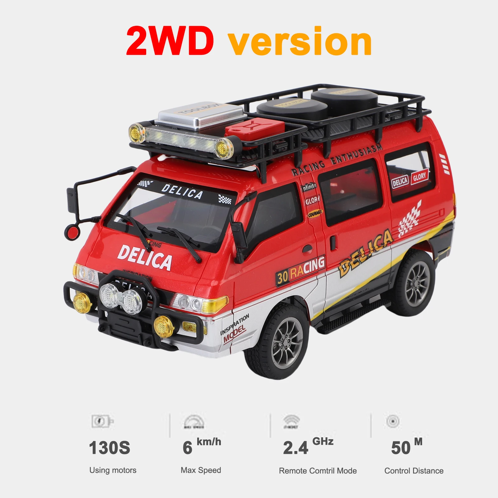 Furgone RC fuoristrada in scala 1:24, auto telecomandata proporzionale 2.4G, macchinina con fari a LED per adulti e bambini