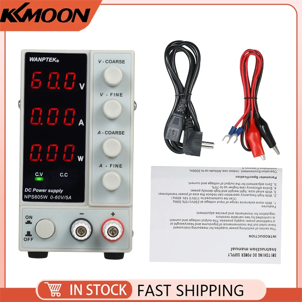 Wanptek NPS605W 0-60V 0-5A Alimentatore CC a commutazione Display a 3 cifre LED Mini potenza regolabile ad alta precisione Doppia uscita