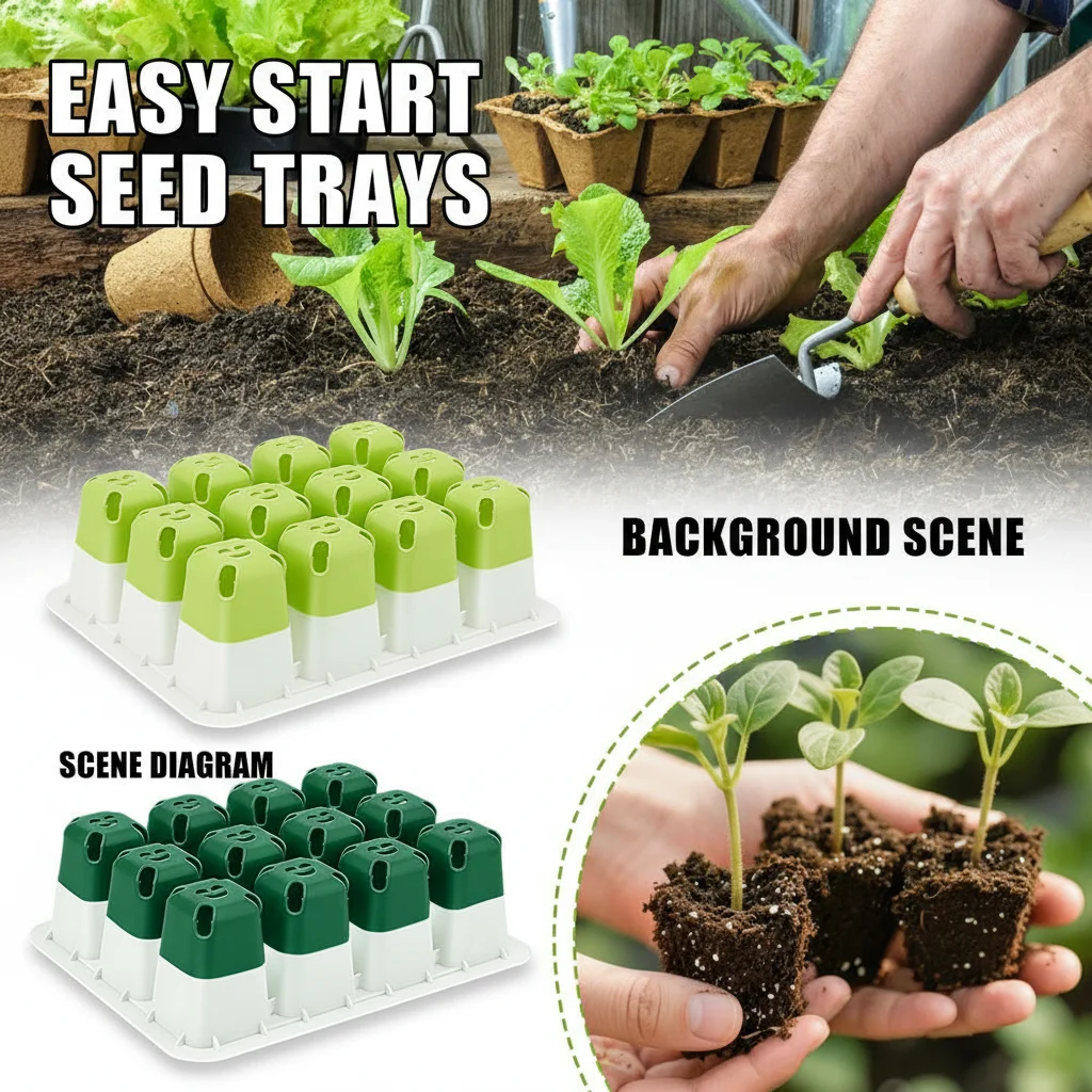 Seedling Starter Tray 12 Hole Silicone Seed Starter Tray Reusable Plant Germination Kit For Greenhouse And Garden Nursery Pots