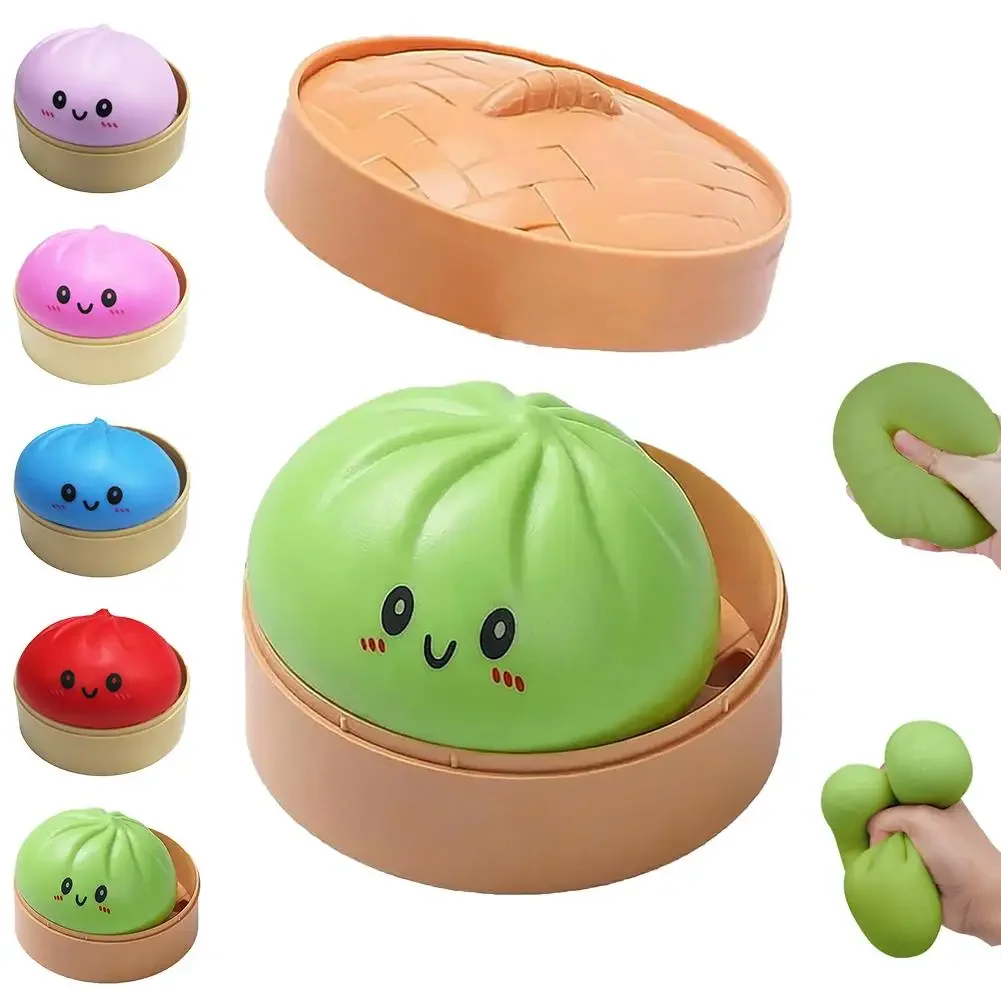 

Красочные сенсорные игрушки-антистресс в виде пельменей и булочек с пароваркой, имитация еды, сжимаемые шарики-сквиши, подарки