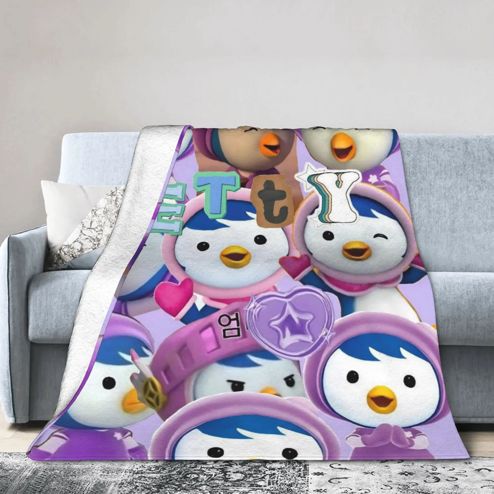 Pororos Flannel Blankets Fashion Throw Blankets for  Sofa Bedding Lounge 125*100cm Bedspreads,