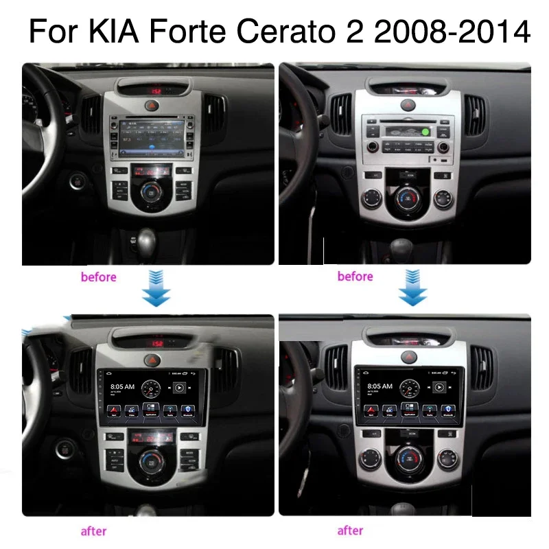 

Android 13 Carplay radio For KIA Forte Cerato 2008-2014 Car stereo Multimedia Player android Auto GPS navigation 2DIN DSP