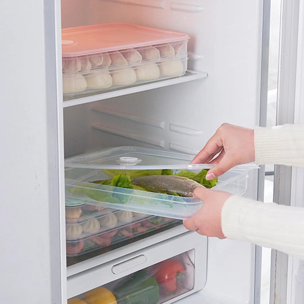 

Transparent Refrigerator Dumpling Box Sealed Crisper Plastic Food Container Green Stackable Food Storage Organizer for Kitchen