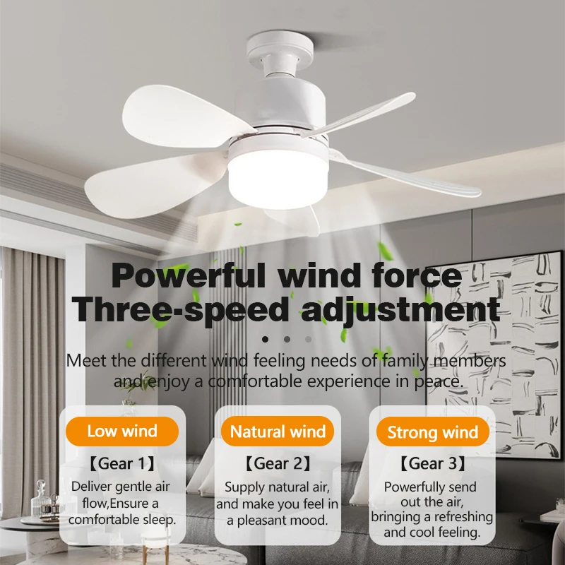 Smart 2-in-1 Ceiling Fan with Remote Control Dimming Lighting E27 Silent Fan Bedroom Living Room Kitchen Household Electric Fans