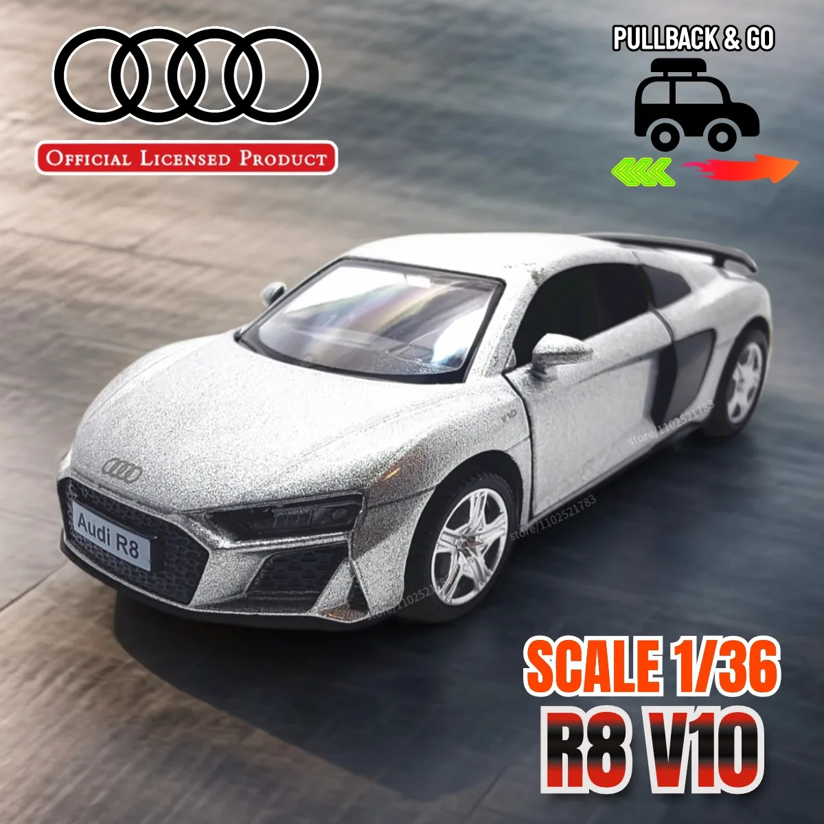 

Модель автомобиля Audi R8 V10 в масштабе 1:36, Лицензированная Лицензионная модель автомобиля, литый под давлением автомобиль, Реплика, подарок на Рождество, игрушка для мальчика