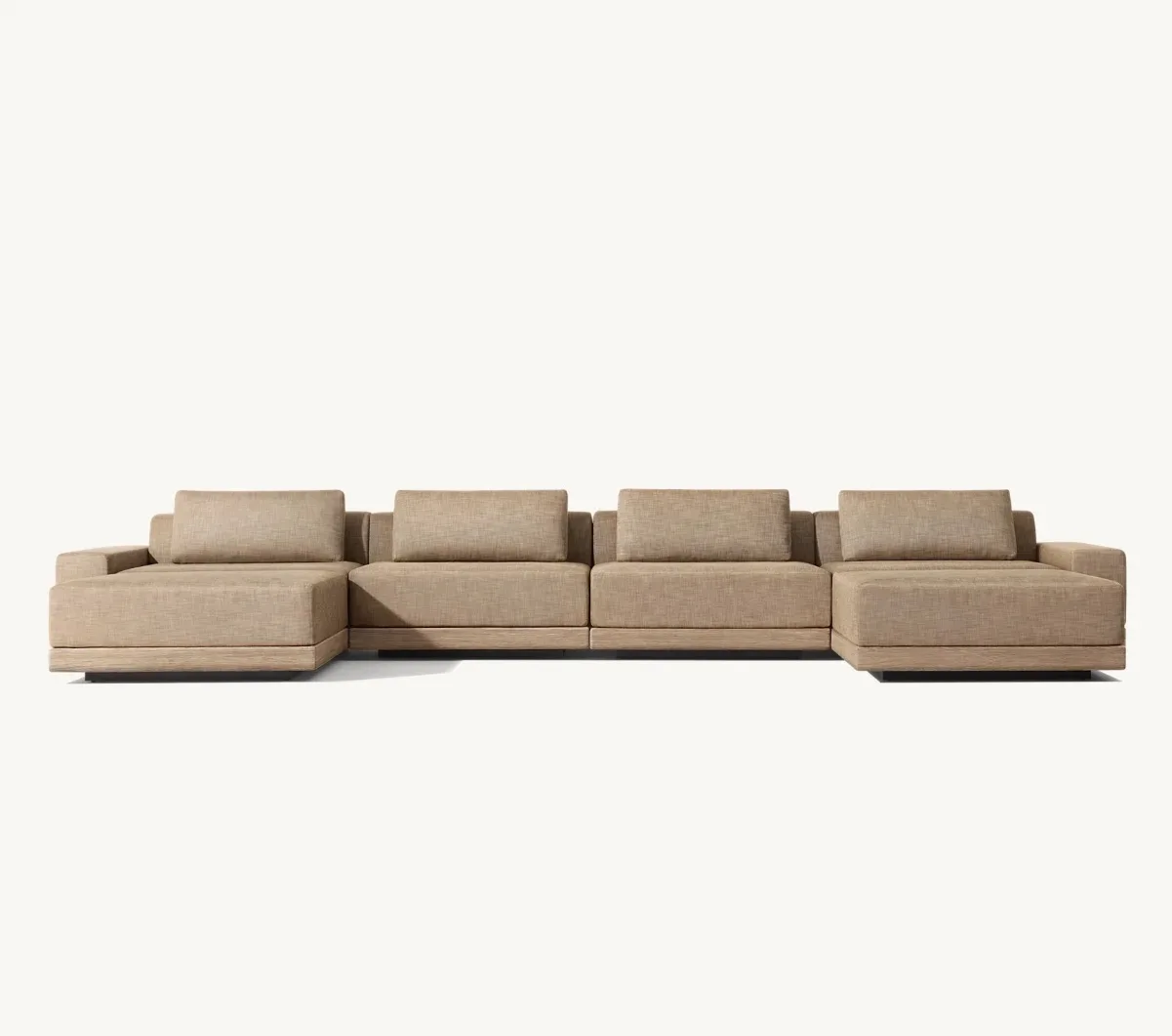 

Modern Luxury Four Seasons Courtyard Garden Hotel Furniture Outdoor Leisure Teak U-shaped Sofa
