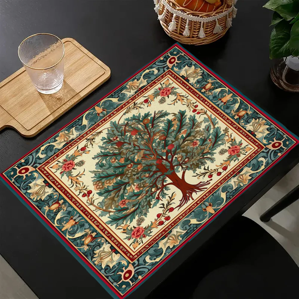 Vintage Botanical Print Placemat, Machine Washable & Practical, Home Dining Table Mat