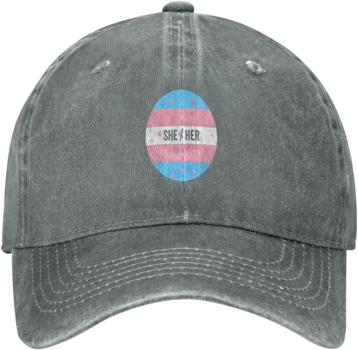 Trans-Pride-She-Her-Pronouns-Baseball-Cap-Washed-Denim-Adjustable-Low-Profile-Sun-Hat-for-Unisex