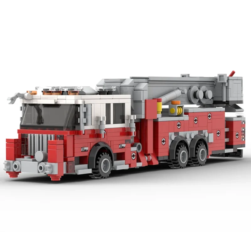 Fire fighting Vehicle Moc Building Bricks Fire Truck Tower Ladder Model Building Technology Modular Blocks Construstion Toy Gift