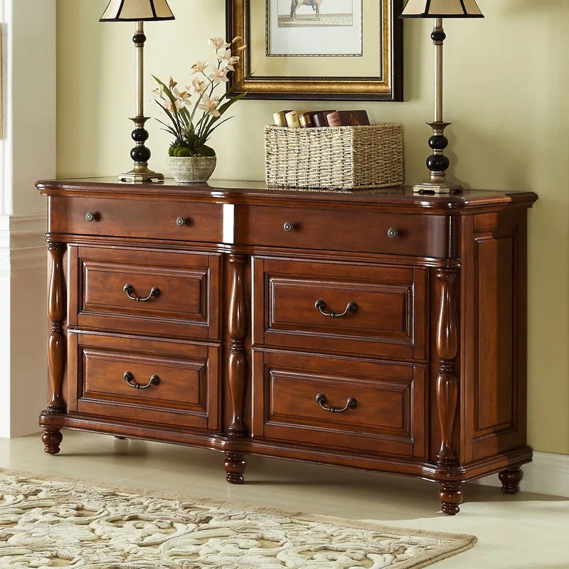American all-solid wood six-bucket cabinet 1.2 meters, bedroom end-of-bed cabinet, seven-bucket bedside cabinet,