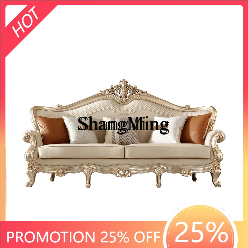 

ZYY Премиум Легкий Роскошный Кожаный Диван Из Твердого Дерева Резной Вилла Гостиная Диван Комбинированный Журнальный Столик Квадратный Угловой Стол