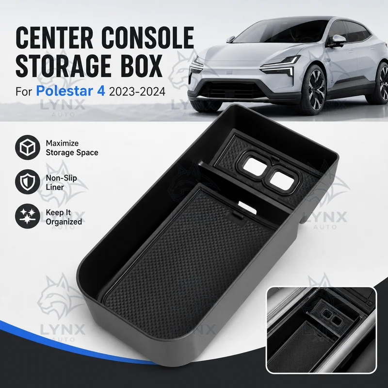 For Polestar 4 Center Console Armrest Storage Box Car Organizer Automotive Accessories Custom Fit 2023-2024 Model