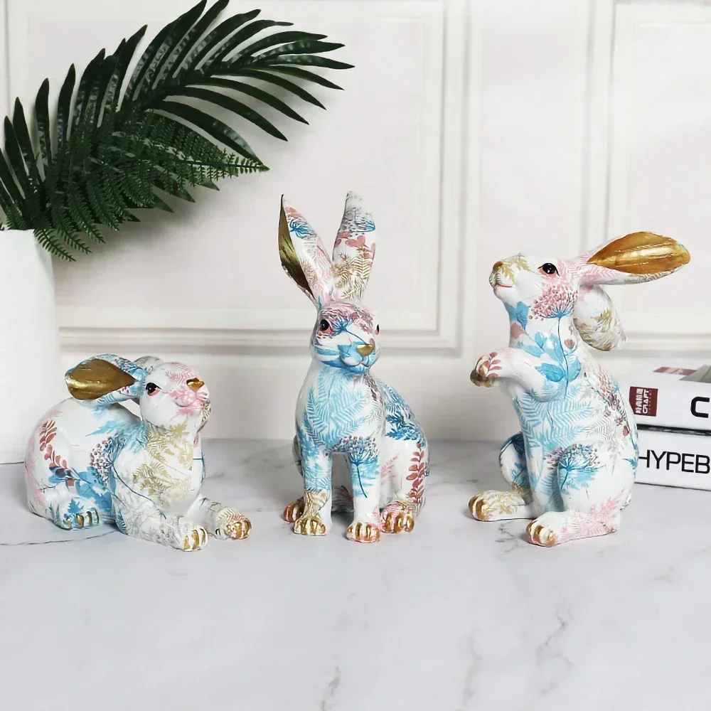 Rabbit Figurine For Room Decor,Rabbit Figure Mold Table Ornament,Resin Statue Desk Decoration,Home Interior Aesthetic Decoration