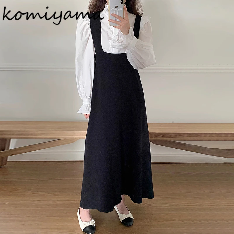 Komiyama Stand-up Collar Fungus Blusas Mujer Flare  Long Sleeves Shirts Blouses Single Breasted Camisas Spring Shirt Tops