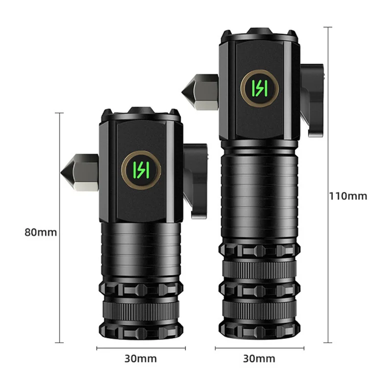 Powerful Mini EDC LED Flashlight 2000LM Super Bright Keychain Light USB Rechargeable Torch Camping Lantern with Power Indicator