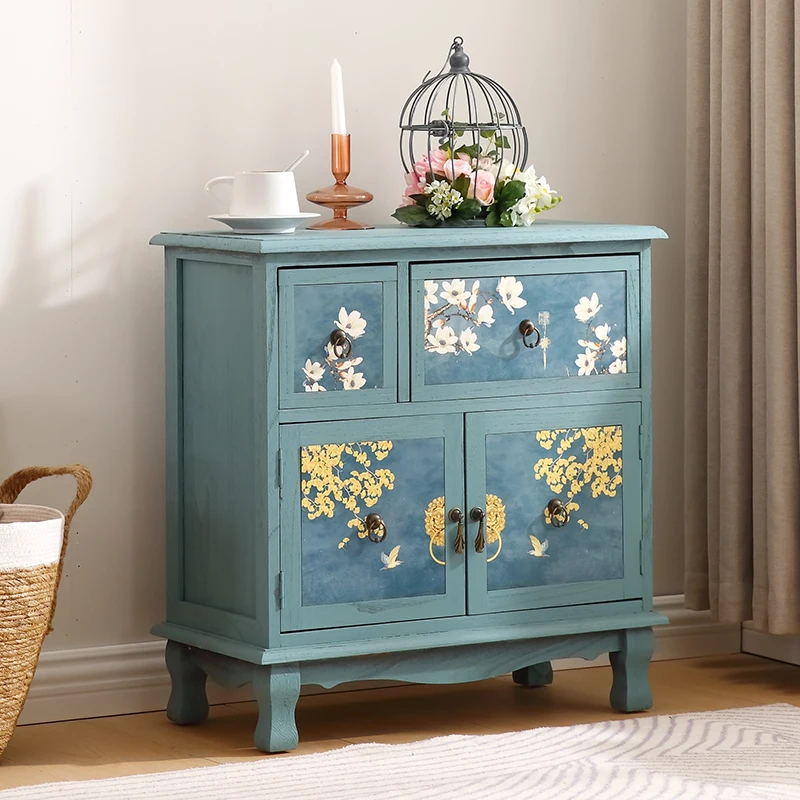 

Chinese Multifunctional Nightstand Retro Aesthetic Elegant Glamour Living Room Cabinets Glam Luxury Mesa De Cabeceira Furniture