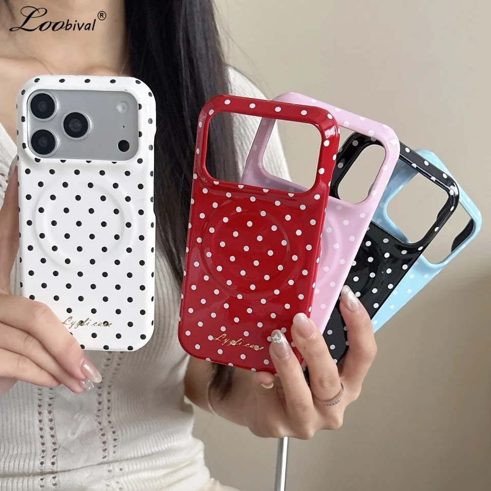 Magsafe Polka Dot Candy Color Hülle für iPhone 17 16 Pro Max 14 15 Magnetische Kabellose Ladefunktion Stoßfeste Ultra Slim Schutzhülle