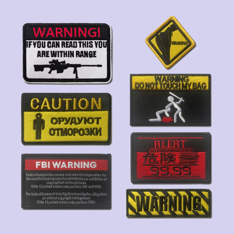 Warning Embroidered Applique Patches Caution Dont Touch My Bag Military Tactical Morale Sewing Backpack Sticker Armband Badge