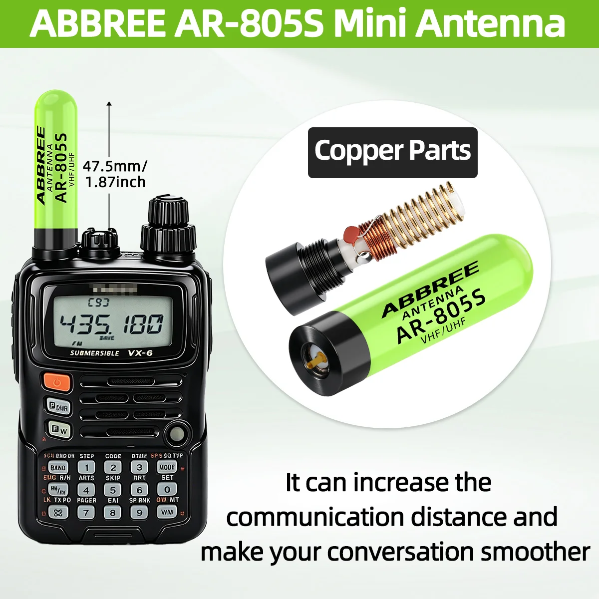 ABBREE AR-805S Mini Walkie Talkie Antenna High Gain SMA-Male Dual Band For Retevis RT1 RT3S RT3 RT8 RT81 TYT MD-380 Ham Radios view 3