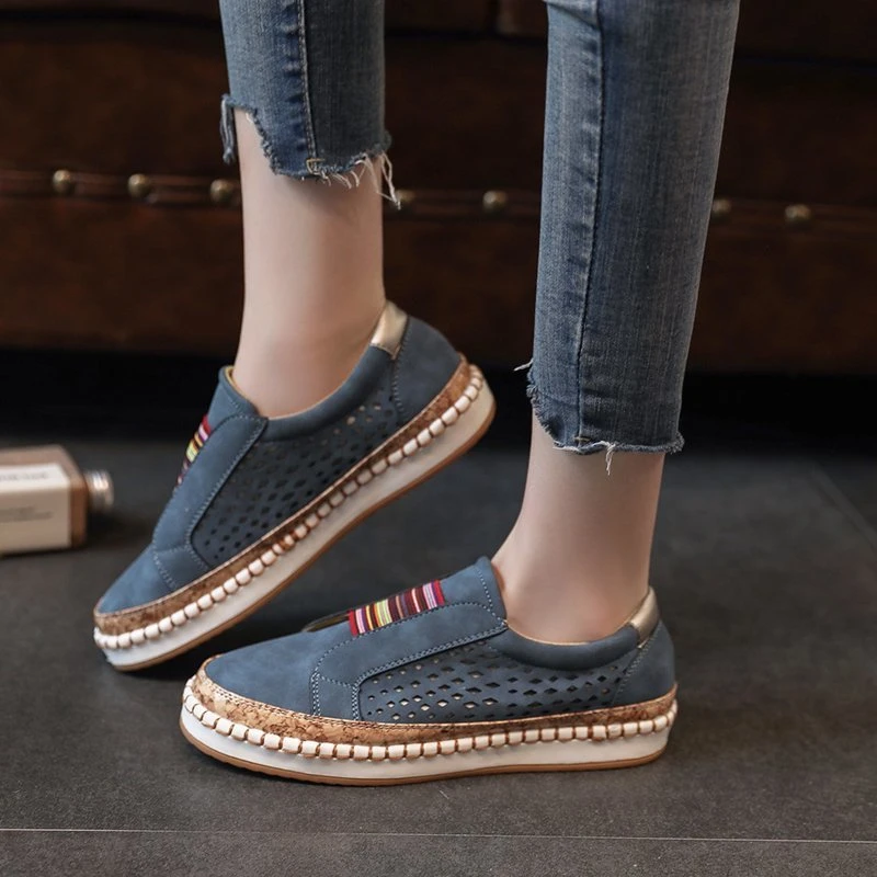 Women's Sneakers Autumn Vulcanized Shoes Hollow Out Casual  Ladies Shoes Slip on Fashion Elastic Breathable Female Footwear