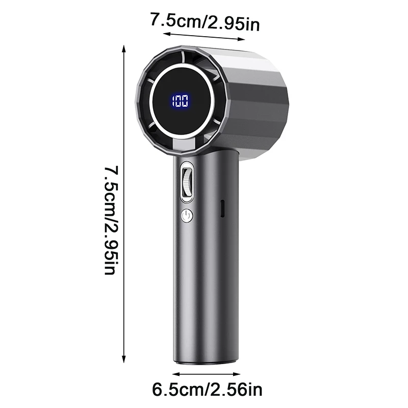 مروحة يد صغيرة محمولة 1800 مللي أمبير في الساعة USB مروحة قابلة لإعادة الشحن مروحة رموش كهربائية مع شاشة ديجيتال للتخييم في الصيف والسفر في الهواء الطلق