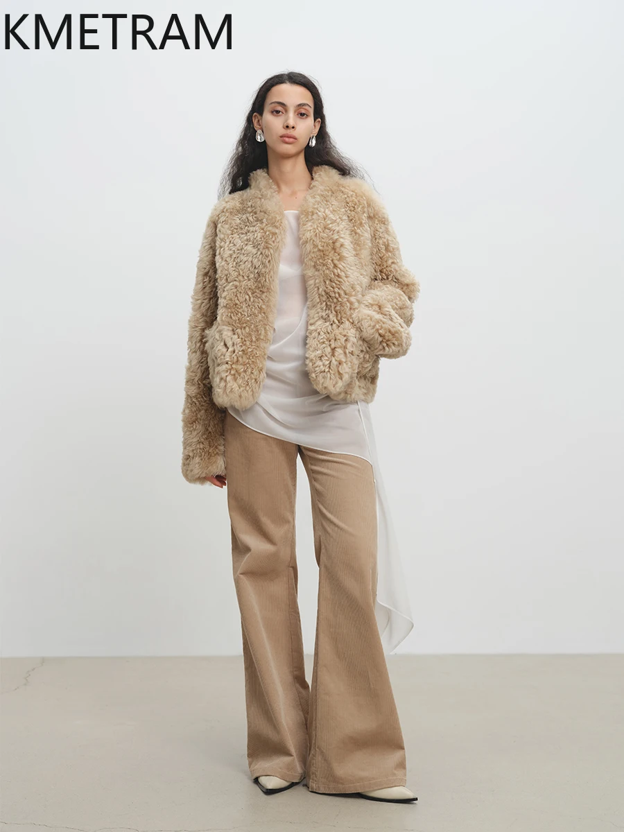 Laine naturelle peau de mouton Double face fourrure veste femmes luxe court réel manteau de fourrure fourrure vestes hiver femme vêtements 2025 шу sik