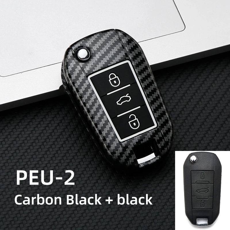 Osłona obudowa kluczyka do samochodu z włókna węglowego ABS dla Peugeot x2008 3008 4008 5008 301 308S 408 dla Citroen C4 Cactus C5 C3 C4L